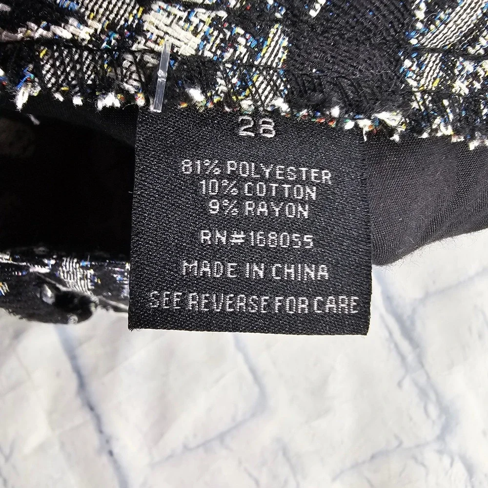 Rebel Vengeance Tapestry Cargo Pants Mens 28 Black White Tree Print Frayed Hem